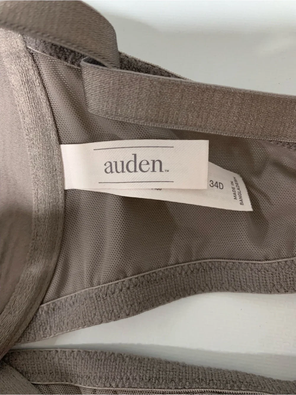 Auden Lace Grey Racerback Underwire Bra - Size 34D